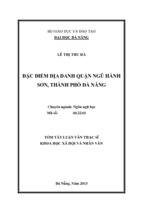 Tóm tắt luận văn thạc sĩ khoa học xã hội và nhân văn đặc điểm địa danh quận ngũ hành sơn, thành phố đà nẵng