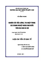 Nghiên cứu tiền lương, thu nhập trong các doanh nghiệp ngoài nhà nước trên địa bàn hà nội