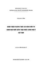 Luận văn thạc sĩ hoàn thiện phương thức huy động vốn tín dụng nhà nước bằng trái phiếu chính phủ ở việt nam