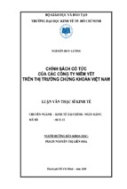 Luận án tiến sĩ chính sách cổ tức của các công ty niêm yết trên thị trường chứng khoán việt nam