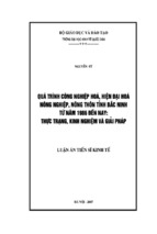 Luận văn thạc sĩ quá trình công nghiệp hóa, hiện đại hóa nông nghiệp, nông thôn tỉnh bắc ninh từ năm 1986 đến nay_ thực trạng, kinh nghiệm và giải pháp