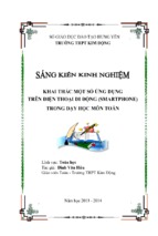 Skkn khai thác một số ứng dụng trên điện thoại di động (smartphone) trong dạy học môn toán