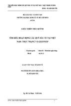 Luận văn thạc sĩ tìm hiểu hoạt động các quỹ đầu tư tại việt nam – thực trạng và giải pháp