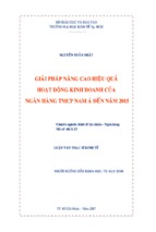 Luận văn thạc sĩ nâng cao hiệu quả hoạt động kinh doanh của ngân hàng thương mại cổ phần nam á đến năm 2015