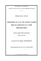 Luận văn thạc sĩ ảnh hưởng của các yếu tố đầu vào đến hiệu quả kinh tế cây cà phê tỉnh đăk nông