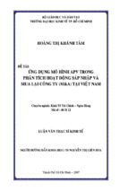 ứng dụng mô hình apv trong phân tích hoạt động sáp nhập và mua lại công ty (m&a) tại việt nam