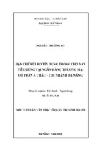 Tóm tắt luận văn thạc sĩ quản trị kinh doanh hạn chế rủi ro tín dụng trong cho vay tiêu dùng tại ngân hàng á châu – chi nhánh đà nẵng