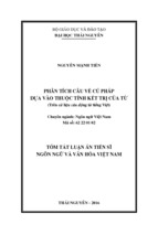 Phân tích câu về cú pháp dựa vào thuộc tính kết trị của từ (trên cứ liệu câu động từ tiếng việt).