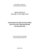 Luận án tiến sĩ vai trò của vốn con người đối với tăng trưởng kinh tế các tỉnh, thành phố việt nam