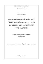 Tóm tắt luận văn thạc sĩ quản trị kinh doanh hoàn thiện công tác kiểm soát thanh toán vốn đầu tư xây dựng cơ bản qua kbnn đăk nông