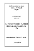 Luận án tiến sĩ các ứng dụng của các định lý rôn, lagrăng, bôxanô   côsi