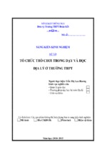 Skkn tổ chức trò chơi trong dạy và học địa lý ở trường thpt