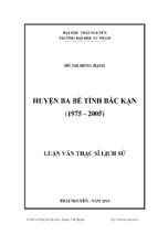 Luận văn thạc sĩ huyện ba bể tỉnh bắc kạn (1975   2005)