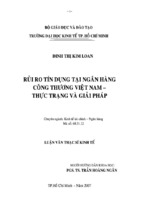 Luận văn thạc sĩ rủi ro tín dụng tại ngân hàng công thương việt nam – thực trạng và giải pháp