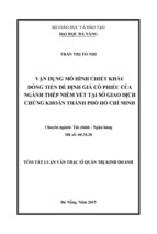 Tóm tắt luận văn thạc sĩ quản trị kinh doanh vận dụng mô hình chiết khấu dòng tiền để định giá cổ phiếu của ngành thép niêm yết tại sở giao dịch chứng khoán thành phố hồ chí minh