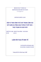 Luận văn thạc sĩ đầu tư theo hình thức bot trong lĩnh vực xây dựng hạ tầng giao thông ở việt nam   thực trạng và giải pháp