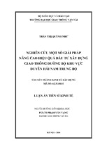 Nghiên cứu một số giải pháp nâng cao hiệu quả đầu tư xây dựng giao thông đường bộ khu vực duyên hải nam trung bộ