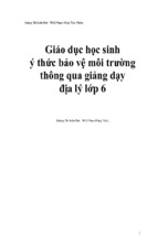 Skkn giáo dục học sinh ý thức bảo vệ môi trường thông qua giảng dạy địa lý lớp 6
