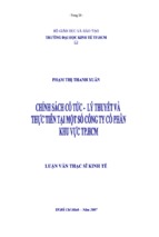 Chính sách cổ tức   lý thuyết và thực tiễn tại một số công ty cổ phần khu vực tp