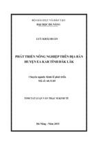 Tóm tắt luận văn thạc sĩ kinh tế phát triển nông nghiệp trên địa bàn huyện ea kar, tỉnh đăk lăk
