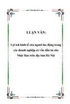 Lợi ích kinh tế của người lao động trong các doanh nghiệp có vốn đầu tư của nhật bản trên địa bàn hà nội