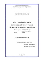 Luận án tiến sĩ đào tạo và phát triển công nhân kỹ thuật trong các doanh nghiệp dệt may hà nội