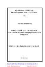 Nghiên cứu đề xuất các giải pháp nâng cao chất lượng kiểm định xe cơ giới ở việt nam