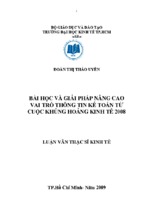 Bài học và giải pháp nâng cao vai trò thông tin kế toán từ cuộc khủng hoảng kinh tế 2008