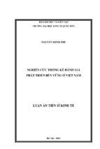 Luận án tiến sĩ nghiên cứu thống kê đánh giá phát triển bền vững ở việt nam