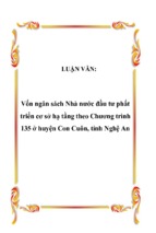 Vốn ngân sách nhà nước đầu tư phát triển cơ sở hạ tầng theo chương trình 135 ở huyện con cuôn, tỉnh nghệ an