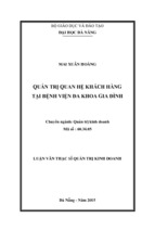 Luận văn thạc sĩ quản trị kinh doanh quản trị quan hệ khách hàng tại bệnh viện đa khoa gia đình