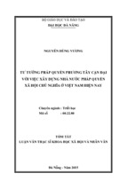 Tóm tắt luận văn thạc sĩ khoa học xã hội và nhân văn tư tưởng pháp quyền phương tây cận đại với việc xây dựng nhà nước pháp quyền xã hội chủ nghĩa ở việt nam hiện nay