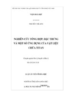 Luận án tiến sĩ hóa học nghiên cứu tổng hợp, đặc trưng và một số ứng dụng của vật liệu chứa titan