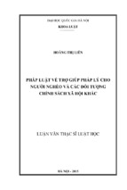 Luận văn thạc sĩ luật học pháp luật về trợ giúp pháp lý cho người nghèo và các đối tượng chính sách xã hội khác