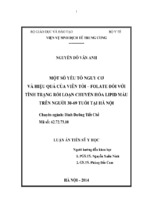 Y học một số yếu tố nguy cơ và hiệu quả của viên tỏi – folate đối với tình trạng rối loạn chuyển hóa lipid máu trên người 30   69 tuổi tại hà nộiluận án tiến sĩluận án tiến sĩ