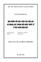 Tóm tắt luận án tiến sĩ triết học nhà nước với việc phát huy nội lực và ngoại lực trong hội nhập quốc tế ở việt nam hiện nay