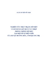 Y tế công cộng nghiên cứu thực trạng sốt rét và đánh giá kết quả can thiệp phòng chống sốt rétluận án tiến sĩluận án tiến sĩ