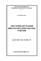 Tăng trưởng gdp và vấn đề nâng cao chất lượng cuộc sống ở việt nam