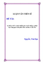 Luận văn tiến sĩ sự thống nhất và mâu thuẫn giữa truyền thống và hiện đại trong quá trình phát triển văn hóa ở cần thơ