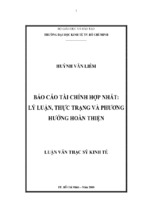 Kinh tế báo cáo tài chính hợp nhất lý luận, thực trạng và phương hướng hoàn thiện