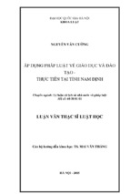 Luận văn thạc sĩ luật học áp dụng pháp luật về giáo dục và đào tạo – thực tiễn tại tỉnh nam định