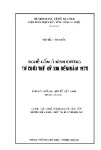 Luận văn thạc sĩ lịch sử nghề gốm ở bình dương từ cuối thế kỷ xix đến năm 1975