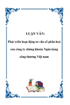 Phát triển hoạt động tư vấn cổ phần hoá của công ty chứng khoán ngân hàng công thương việt nam