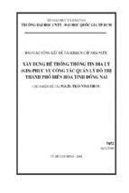 Xây dựng hệ thống thông tin địa lý phục vụ công tác quản lý đô thị thành phố biên hòa, tỉnh đồng nai