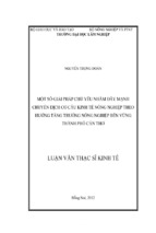 Luận văn thạc sĩ kinh tế một số giải pháp chủ yếu nhằm đẩy mạnh chuyển dịch cơ cấu kinh tế nông nghiệp theo hướng tăng trưởng nông nghiệp bền vững thành phố cần thơ