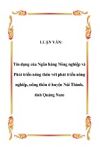 Tín dụng của ngân hàng nông nghiệp và phát triển nông thôn với phát triển nông nghiệp, nông thôn ở huyện núi thành, tỉnh quảng nam