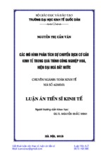 Các mô hình phân tích sự chuyển dịch cơ cấu kinh tế trong quá trình công nghiệp hóa, hiện đại hóa đất nước