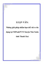 Những giải pháp nhằm hạn chế rủi ro tín dụng tại nhno&ptnt huyện như xuân tỉnh thanh hoá