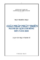 Luận văn thạc sĩ kinh tế giải pháp phát triển ngành du lịch lâm đồng đến năm 2020