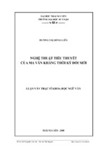 Luận văn thạc sĩ nghệ thuật tiểu thuyết của ma văn kháng thời kỳ đổi mới